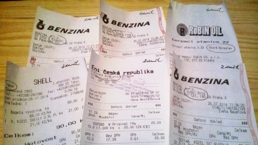 Kontrolní účtenky z přejezdu republiky 2014